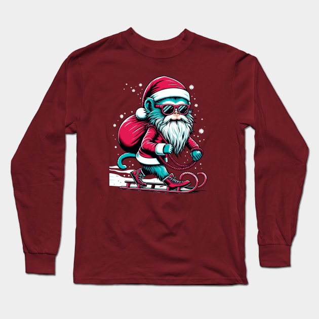 Jolly Japes: Santa Monkey's New Year Fiesta Long Sleeve T-Shirt by TimeWarpWildlife